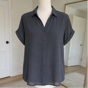 Charcoal Tie Neck Blouse